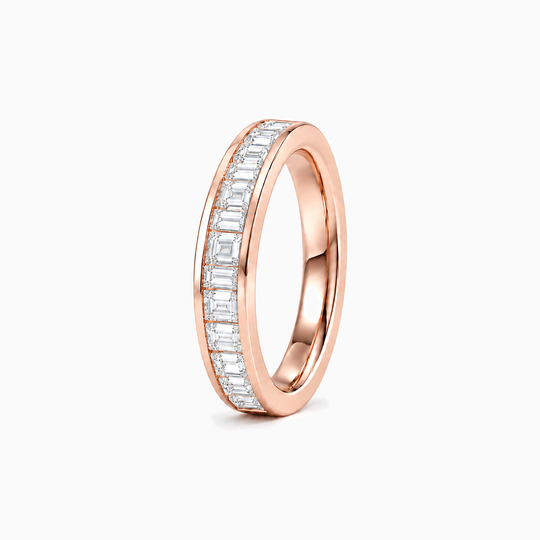 050Ct End To End Lab Grown Baguette Diamond Ring Rose Gold Standing