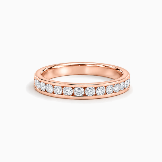 100Ct Half Channel Round Diamond Ring Rose Gold Lying