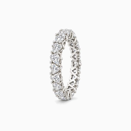 Fullset Heart Cut Lab Grown Diamond Eternity Ring 18K White Gold 02 Standing