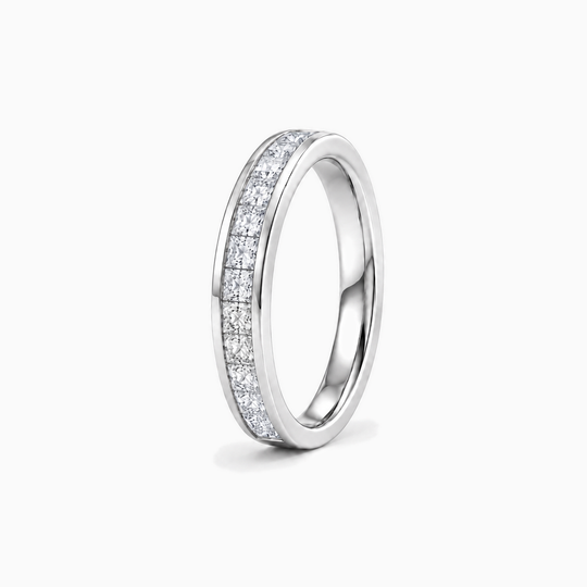 050Ct Half Channel Princess Cut Diamond Ring White Gold Standing
