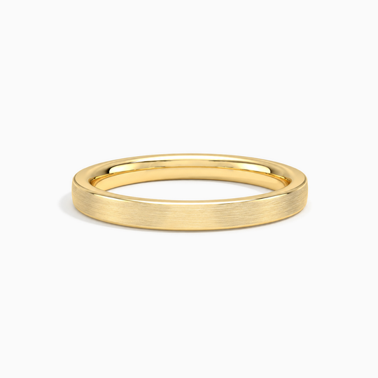 Womens 3Mm Flat Court Matt Finish Wedding Ring Yellow Gold Lying