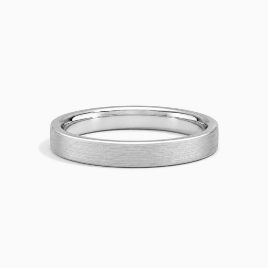 Womens 4Mm Flat Court Matt Finish Wedding Ring Platinum Lying