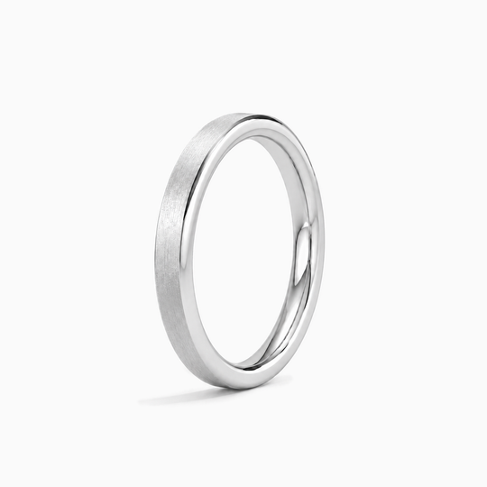 Womens 2.5Mm Flat Court Matt Finish Wedding Ring White Gold Standing