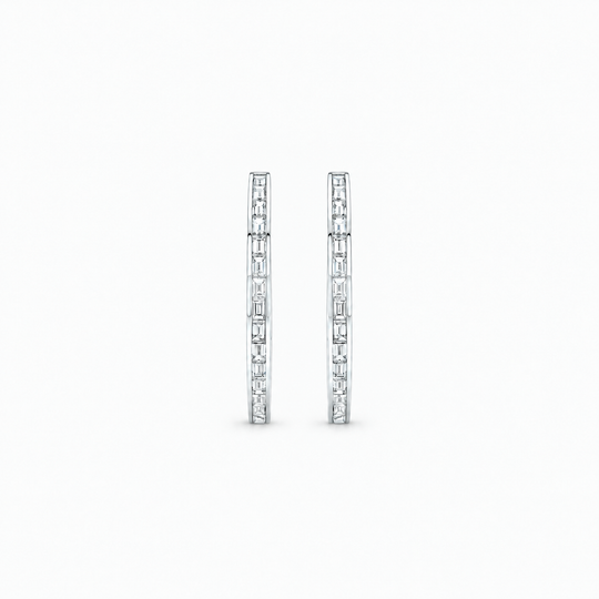 Refined Soft Light Diamond Hoop Earrings 3