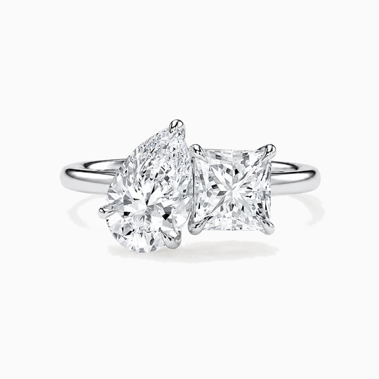 Toi Et Moi Emerald And Princess Cut Diamond Ring Platinum 01