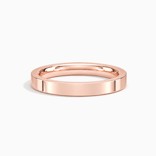 Womens 3Mm Heavy Weight Flat Court Wedding Ring Rose Gold Lying
