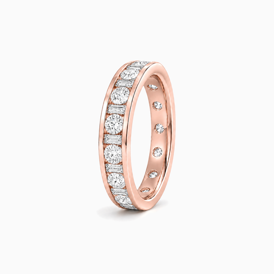 150Ct Full Channel Dot Dash Diamond Ring Rose Gold Standing