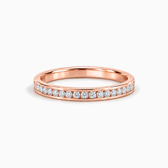 025Ct Half Channel Round Diamond Ring Rose Gold Lying