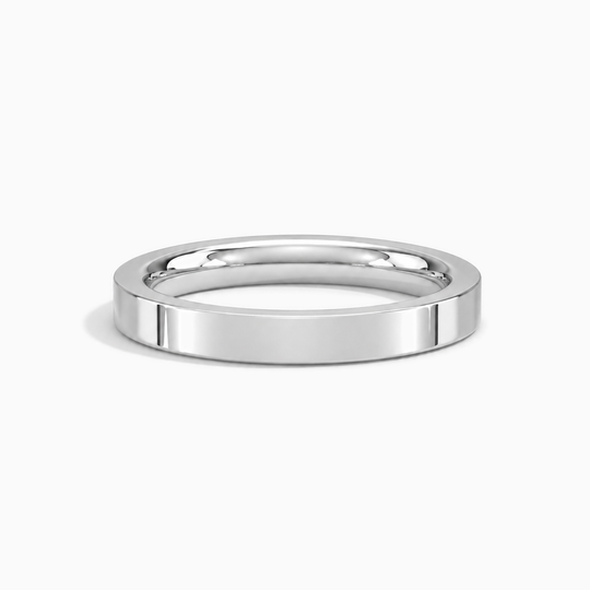 Womens 3Mm Heavy Weight Flat Court Wedding Ring Platinum Lying