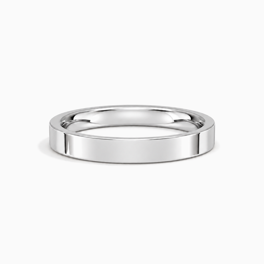 Womens 4Mm Flat Court Wedding Ring White Gold Lying
