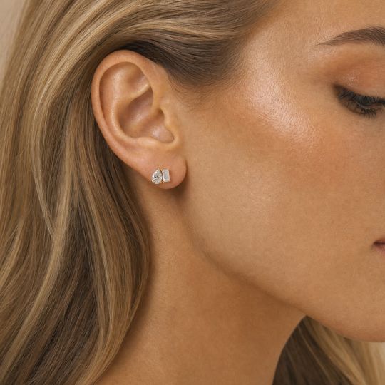 Toi Pear Diamond Studs Model