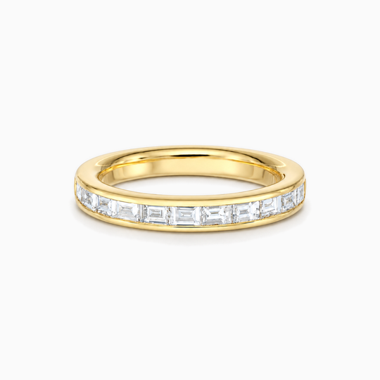 050Ct End To End Baguette Diamond Ring Yellow Gold Lying