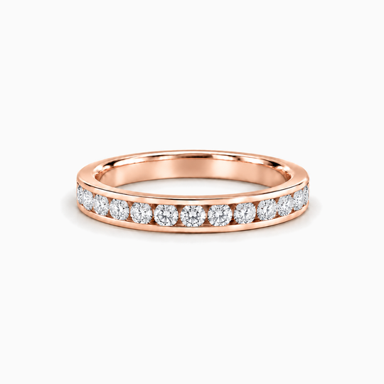 200Ct Full Channel Round Diamond Ring Rose Gold Lying