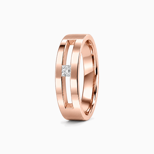 Princess Cut Diamond Gap Tension Ring 18K Rose Gold 02 Standing