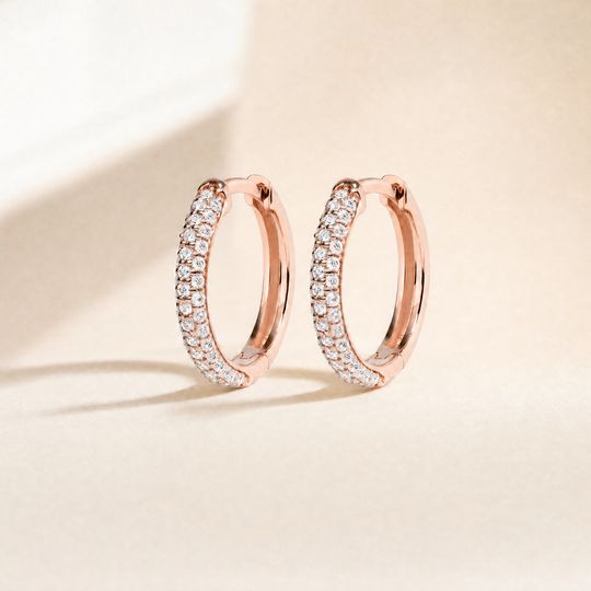 Huggy Hoop Diamond Earrings Rose Gold Lifestyle