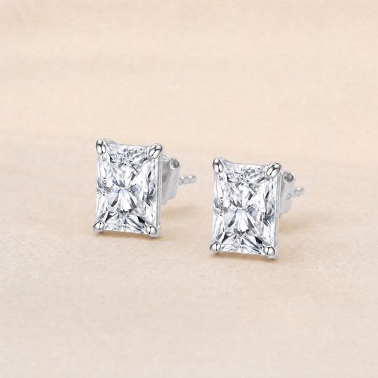 Radiant Diamond Studs White Gold Lifestyle
