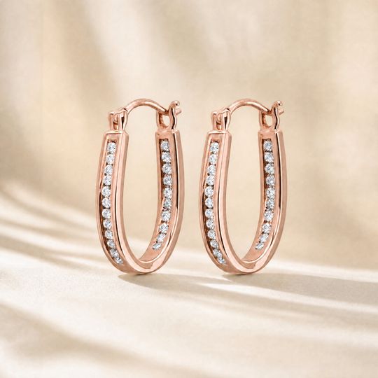 Always Channel Diamond Earrings Rose Gold Lifestyle