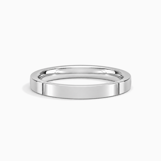 Womens 3Mm Flat Court Wedding Ring White Gold Lying