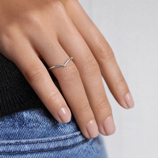 Shaped Wishbone Plain White Hand