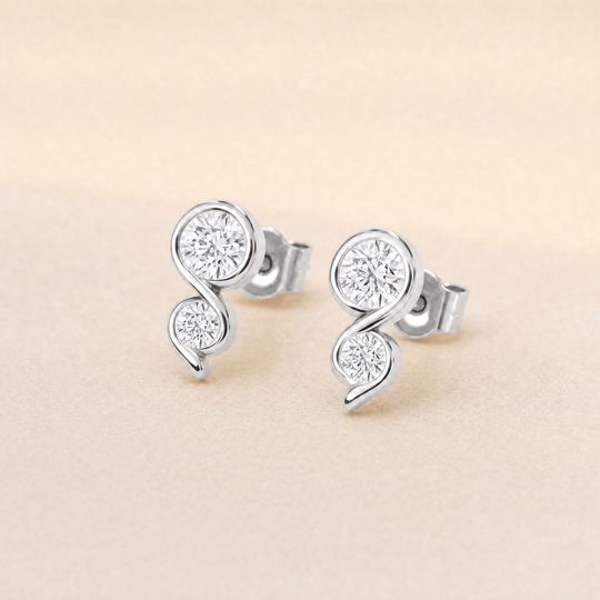 Duo Diamond Studs White Gold Lifestyle