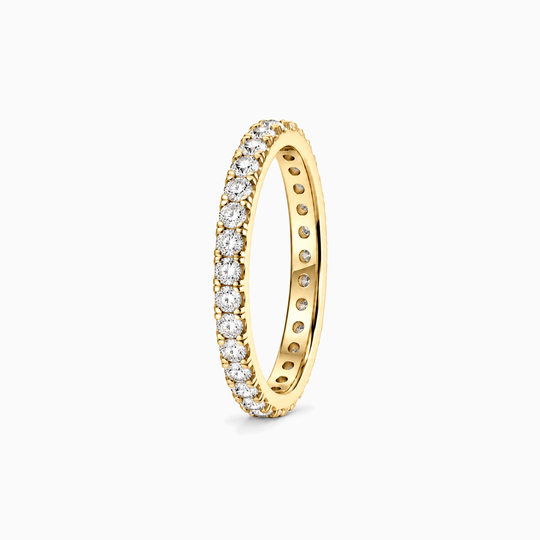 Fullset 075Ct Full Claw Set Round Diamond Ring 18K Yellow Gold 02 Standing