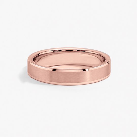 Bevelled 4Mm 18K Rose Gold Matte 01 Flat