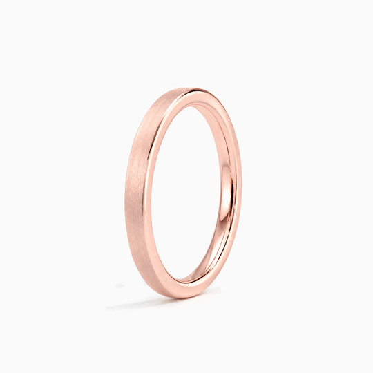 Womens 2Mm Flat Court Matt Finish Wedding Ring Rose Gold Standing