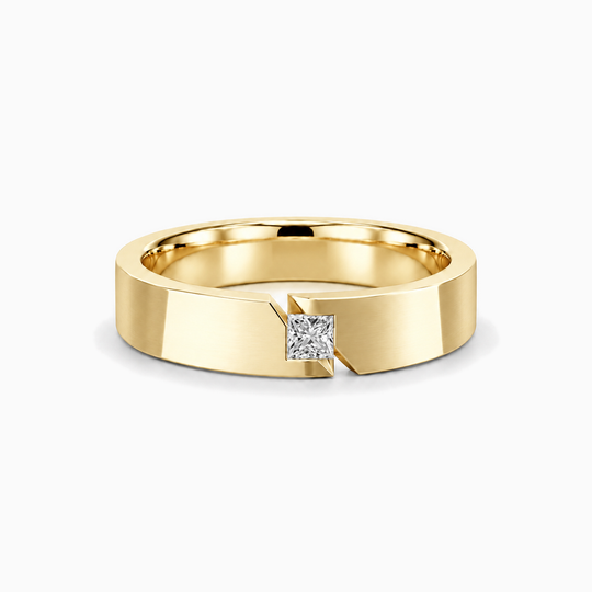 Princess Cut Diamond Cross Split Ring 18K Yellow Gold 01 Lying