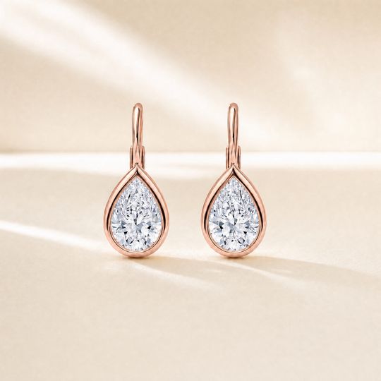 Droplet Pear Diamond Earrings Rose Gold Lifestyle