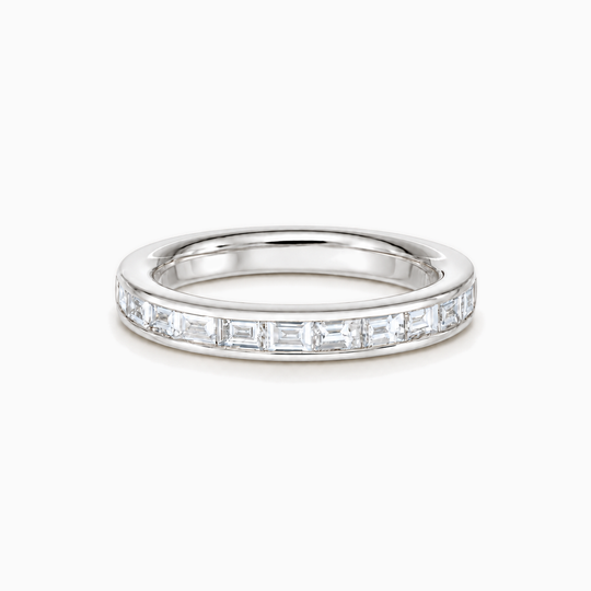 050Ct End To End Baguette Diamond Ring White Gold Lying