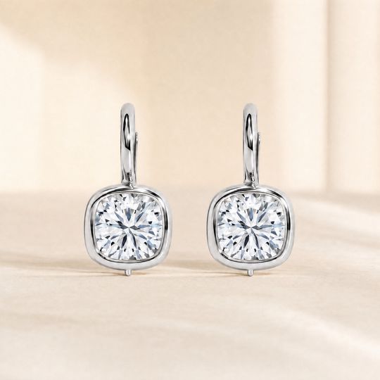 Droplet Cushion Diamond Earrings White Gold Lifestyle