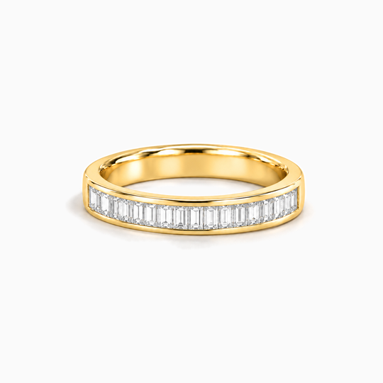 075Ct Half Channel Baguette Diamond Ring Yellow Gold Lying