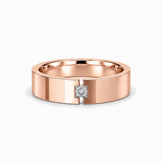 Princess Cut Half Tension Ring 18K Rose Gold 01 Lying