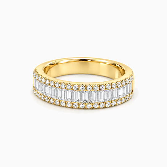 100Ct Baguette Round Diamond Ring Yellow Gold Lying
