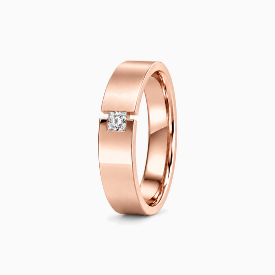 Princess Cut Half Tension Ring 18K Rose Gold 02 Standing