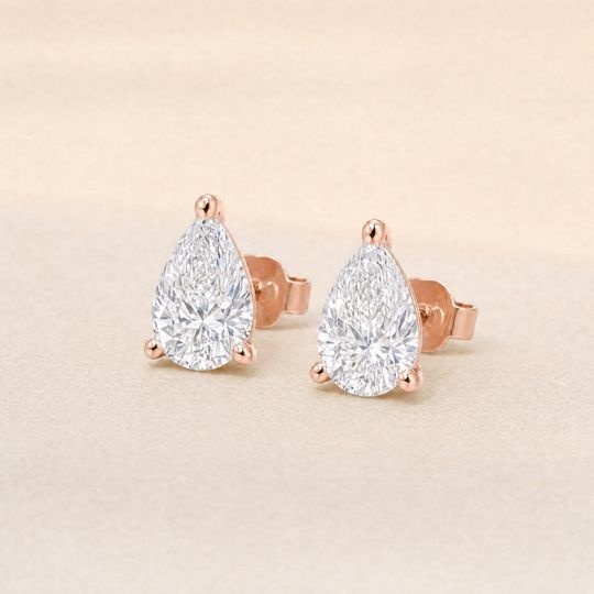 Pear Diamond Studs Rose Gold Lifestyle