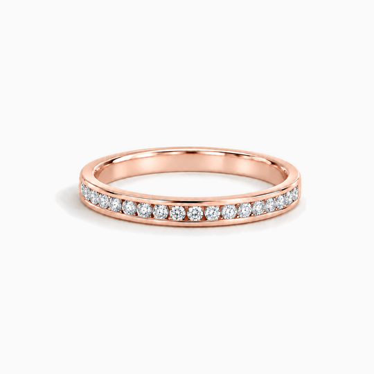 033Ct Half Channel Round Diamond Ring Rose Gold Lying