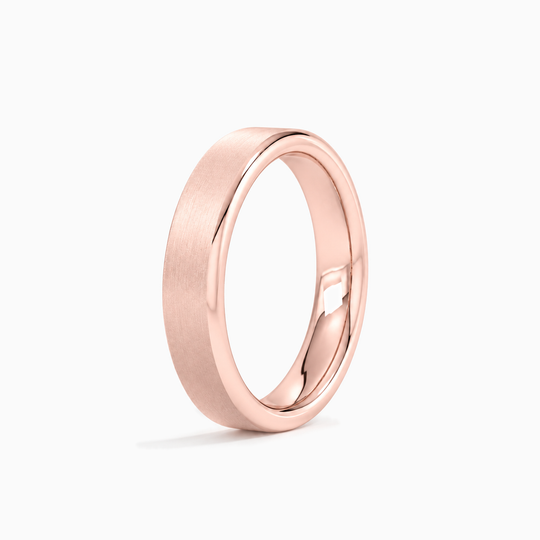 Womens 4Mm Heavy Weight Flat Court Matt Finish Wedding Ring Rose Gold Standing
