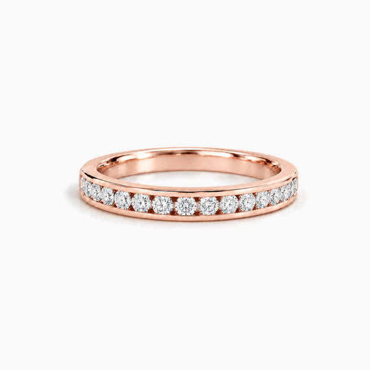 075Ct Half Channel Round Diamond Ring Rose Gold Lying