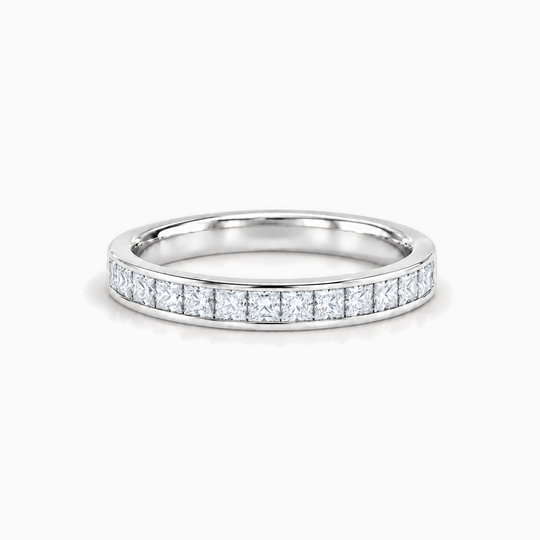 075Ct Half Channel Princess Cut Diamond Ring White Gold Lying
