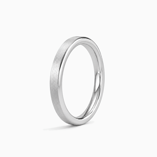 Womens 2.5Mm Flat Court Matt Finish Wedding Ring Platinum Standing