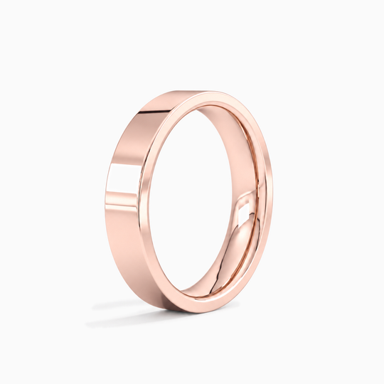 Womens 4Mm Heavy Weight Flat Court Wedding Ring Rose Gold Standing