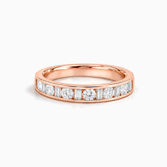 075Ct Half Channel Dot Dash Diamond Ring Rose Gold Lying