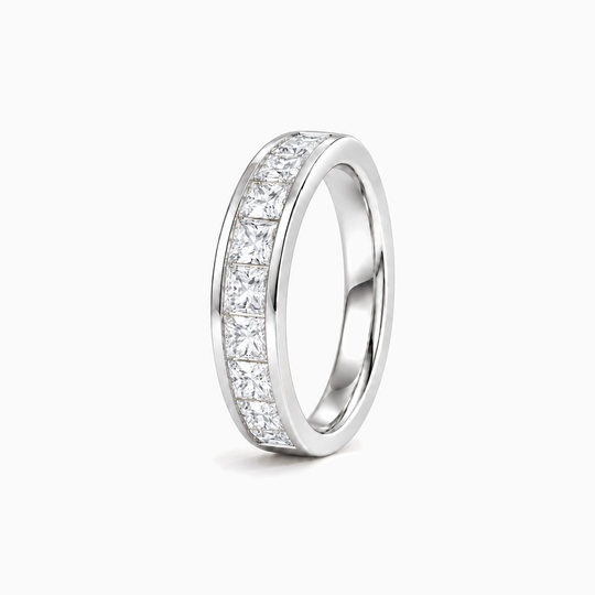 150Ct Half Channel Princess Cut Diamond Ring White Gold Standing