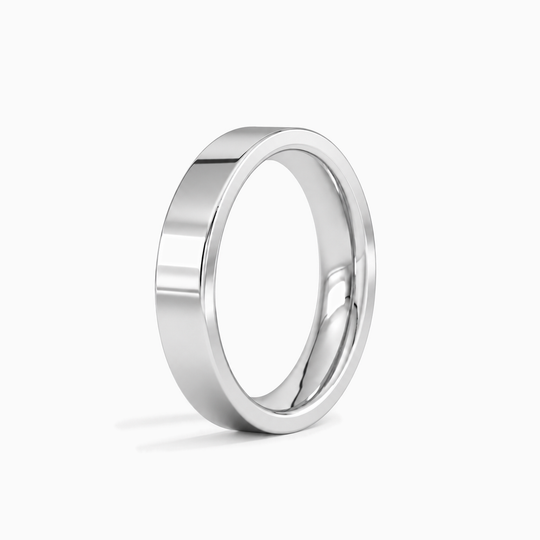 Womens 4Mm Flat Court Wedding Ring White Gold Standing