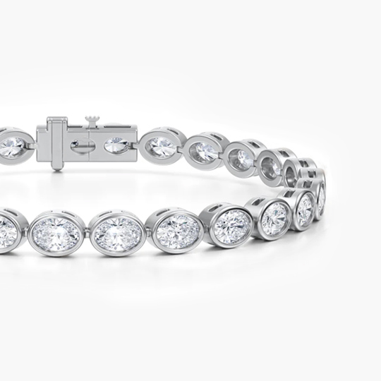 Oval Bezel White Tennis Closeup