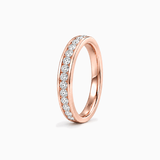 050Ct Half Channel Round Diamond Ring Rose Gold Standing