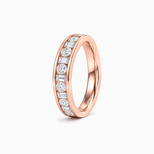 150Ct Half Channel Dot Dash Diamond Ring Rose Gold Standing