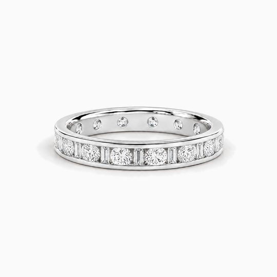 200Ct Full Channel Dot Dash Diamond Ring White Gold Lying