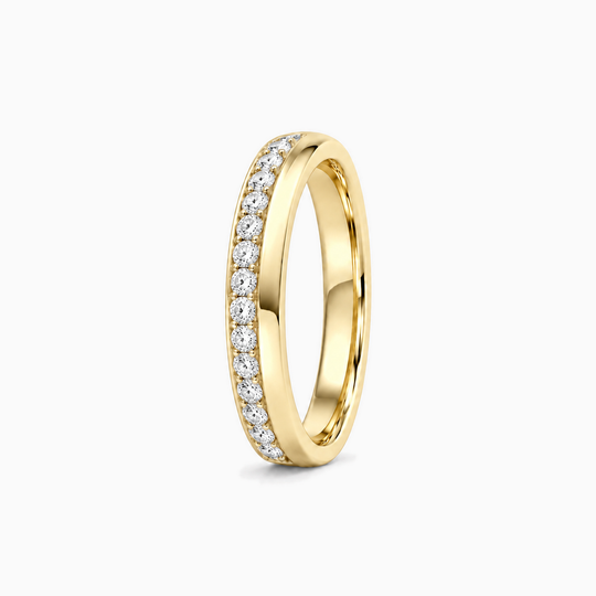 Diamond Split Wedding Ring 18K Yellow Gold 02 Standing